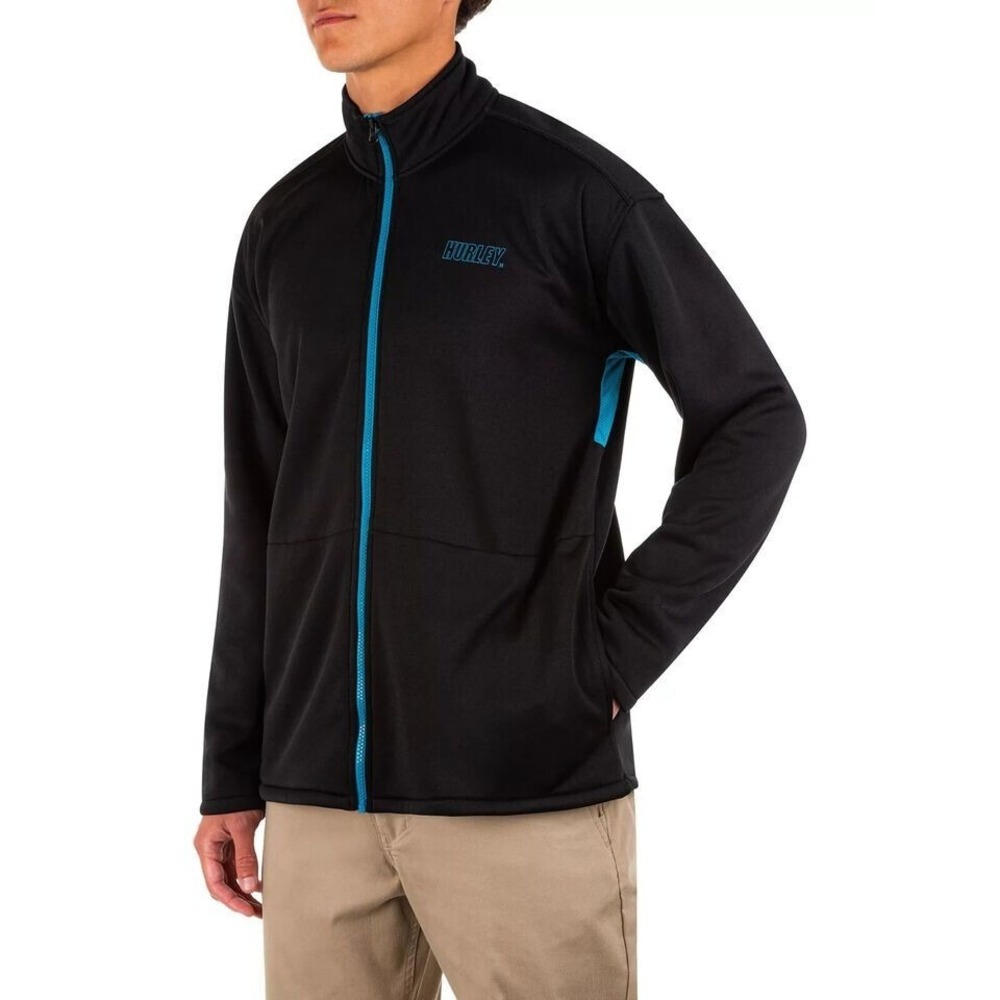 Hurley Mens Byron Heat‎ Track Full Zip Jacket Medium Black NWT